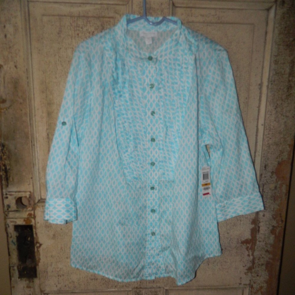 Charter Club Womens Somerset Garden Button Blouse Size 16W (DD-33)